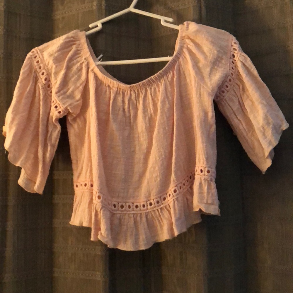 Pink over the shoulder crop top